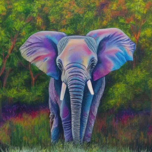 Image similar to colorful elephant in an outstretched forest
