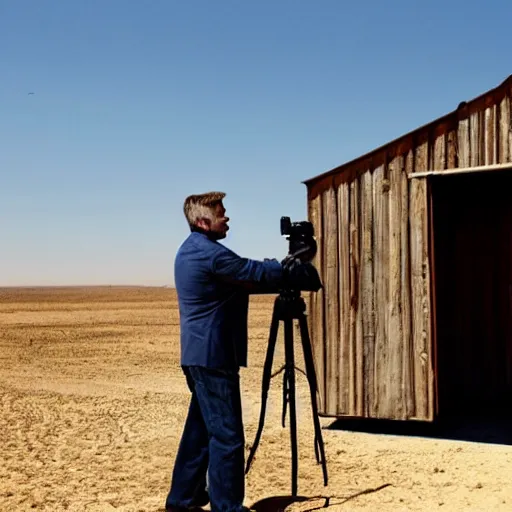 Image similar to alec baldwin shooting someone standing in a desert barn