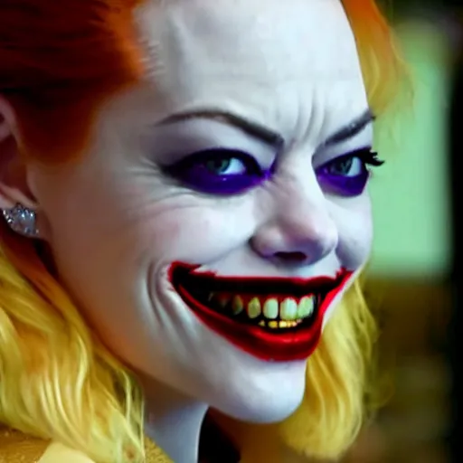 Image similar to stunning beautiful awe inspiring Emma Stone as The Joker 8k hdr