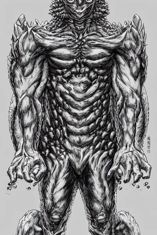 Image similar to pepper humanoid figure monster, symmetrical, highly detailed, digital art, sharp focus, trending on art station, kentaro miura manga art style