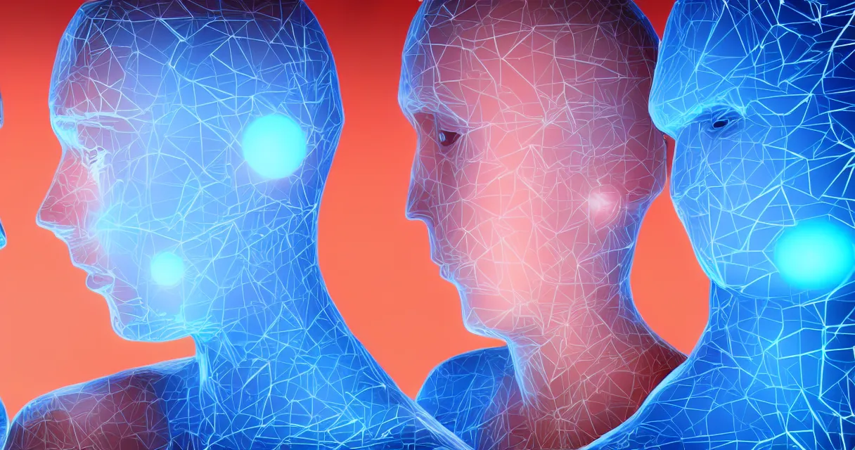 Image similar to a digital art depicting a two ai android facing each other