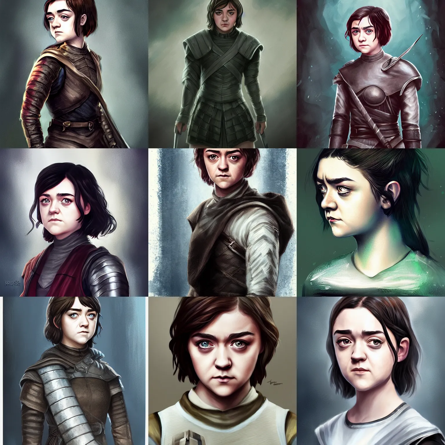 Prompt: maisie williams as arya stark by ross tran