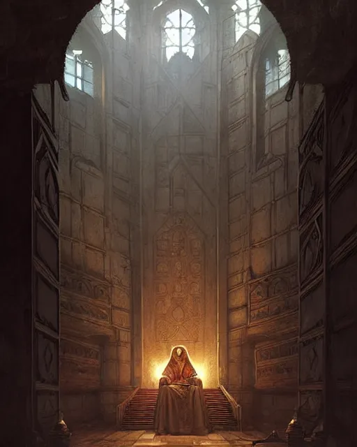 Prompt: middle ages throne room with a lot of people inside, dim light | | realistic shaded, fine details, realistic shaded lighting poster by greg rutkowski, diego gisbert llorens, magali villeneuve, artgerm, jeremy lipkin and rob rey