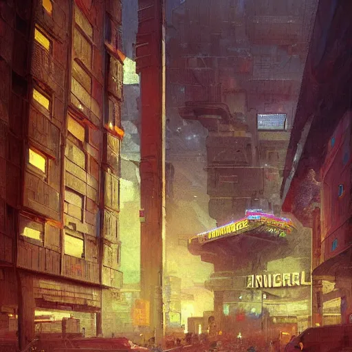 Prompt: sargent and leyendecker and greg hildebrandt, highly detailed brutalist architecture city, with neon lights, while it's raining, stephen bliss, unreal engine, fantasy art by greg rutkowski, loish, rhads, ferdinand knab, makoto shinkai, ilya kuvshinov, rossdraws, global illumination, radiant light, detailed and intricate environment