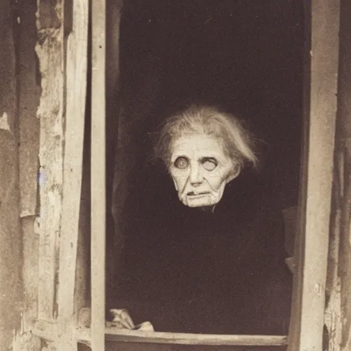 Prompt: photo of an old woman visited by death