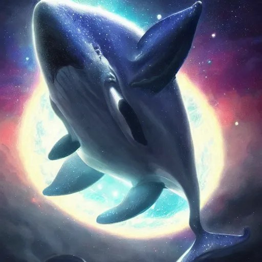 Image similar to space magical whale having multiple eyes, eyes!, eyes!, eyes!, eyes!, eyes!, eyes, galaxy whale, epic fantasy style art, galaxy theme, by Greg Rutkowski, hearthstone style art, eye art