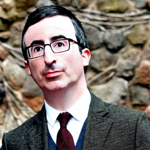 Prompt: john Oliver is a hobbit, he is in Hobbiton, fully body photo, sharp focus, realistic