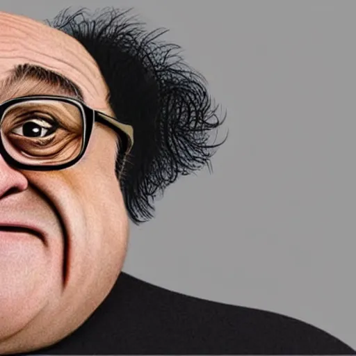 Prompt: close - up portrait of danny devito with a pug face, hyper realistic,