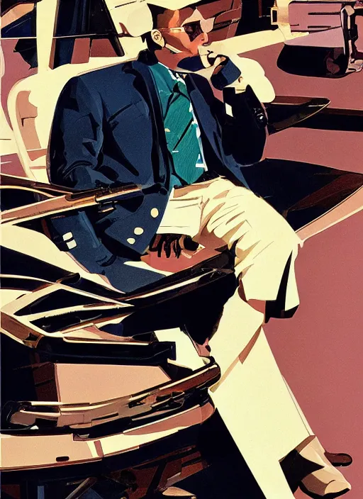 Prompt: menswear illustration by syd mead, high quality