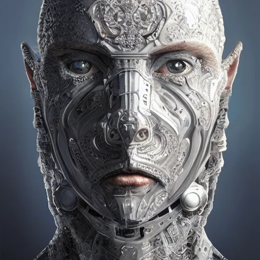 Image similar to Very very very very highly detailed epic central composition portrait of face with venetian mask, intricate, dystopian, sci-fi, extremely detailed, digital painting, artstation, concept art, smooth, sharp focus, illustration, intimidating lighting, incredible art by Tokujin Yoshioka and Anton Pieck