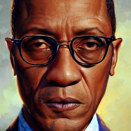 Prompt: Gustavo Fring, closeup character portrait art by Donato Giancola, Craig Mullins, digital art, trending on artstation