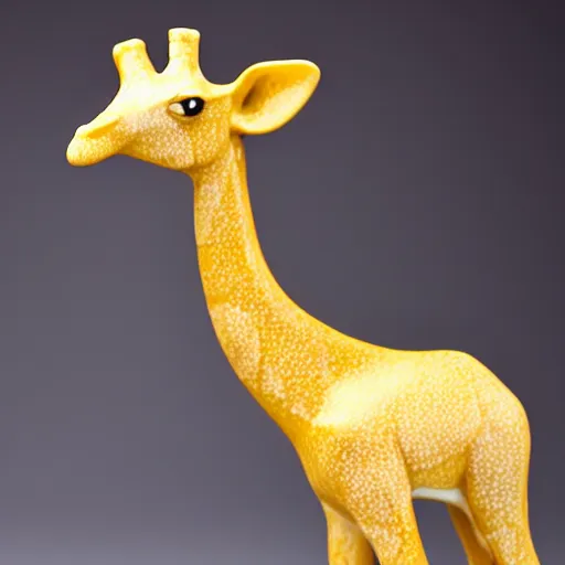 Image similar to photograph of a porcelain giraffe, golden detailing, smooth, glazed, high quality, hd, 8k, sharp focus, studio lighting