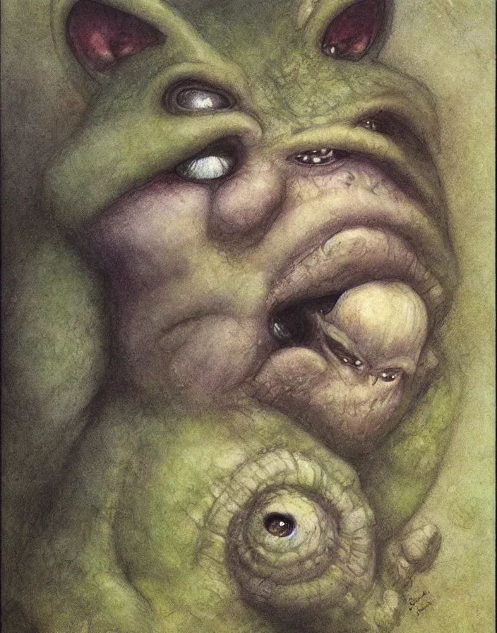 Image similar to cute little ogre, by Brian Froud, painterly