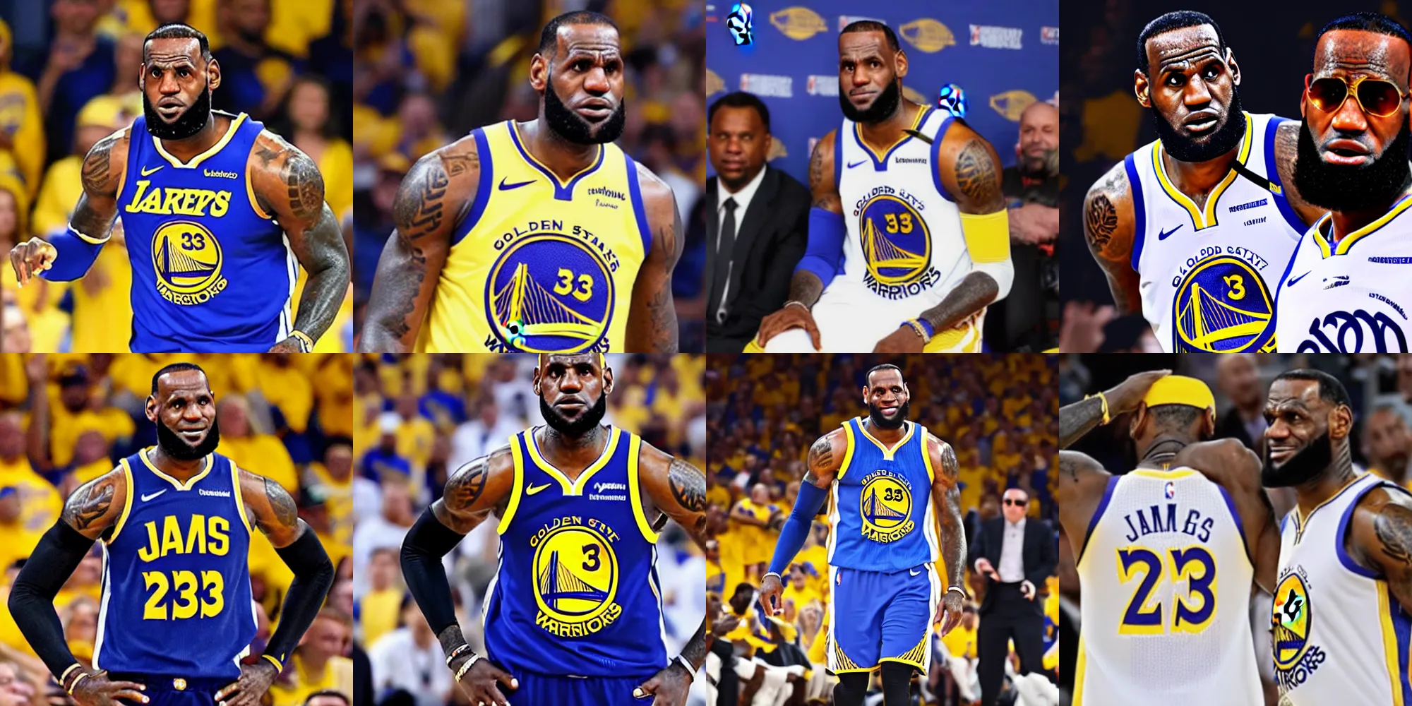 Prompt: lebron james in a golden state warriors jersey