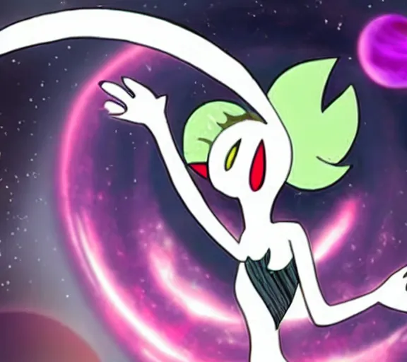 Prompt: Gardevoir speaking at a TED talk about black holes, official photo