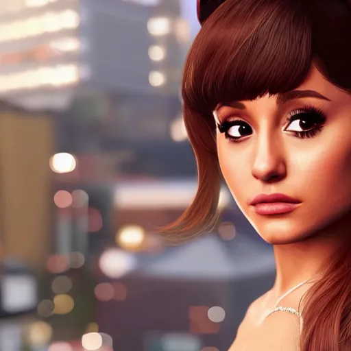 Image similar to ariana grande in gta v, cover art by stephen bliss, artstation, no text