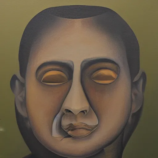 Image similar to The ego separates by Jahar Dasgupta, oil on canvas