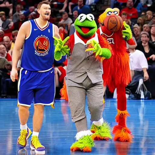 Image similar to muppets playing in the nba