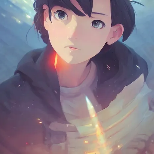 Prompt: 😳🥺☺️. cgsociety masterpiece, artstation trending, by rossdraws, ghibli, Kimi no Na wa, greg rutkowski