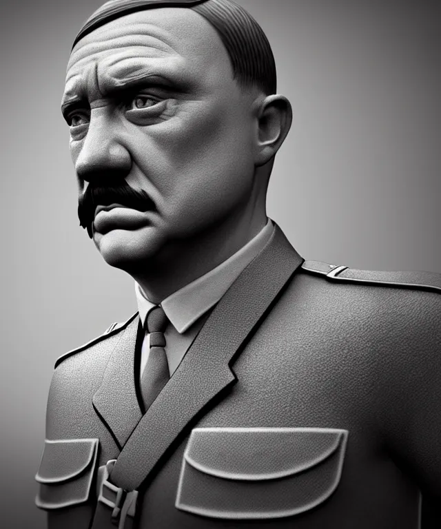 Image similar to hyperrealistic 3d model of Hitler as a Pokemon, 8k octane beautifully detailed render, post-processing, extremely hyperdetailed, intricate, epic composition, cinematic lighting + masterpiece, trending on artstation, very very detailed, masterpiece, stunning