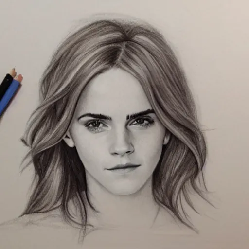 Image similar to emma watson working at hooters pencil sketch,