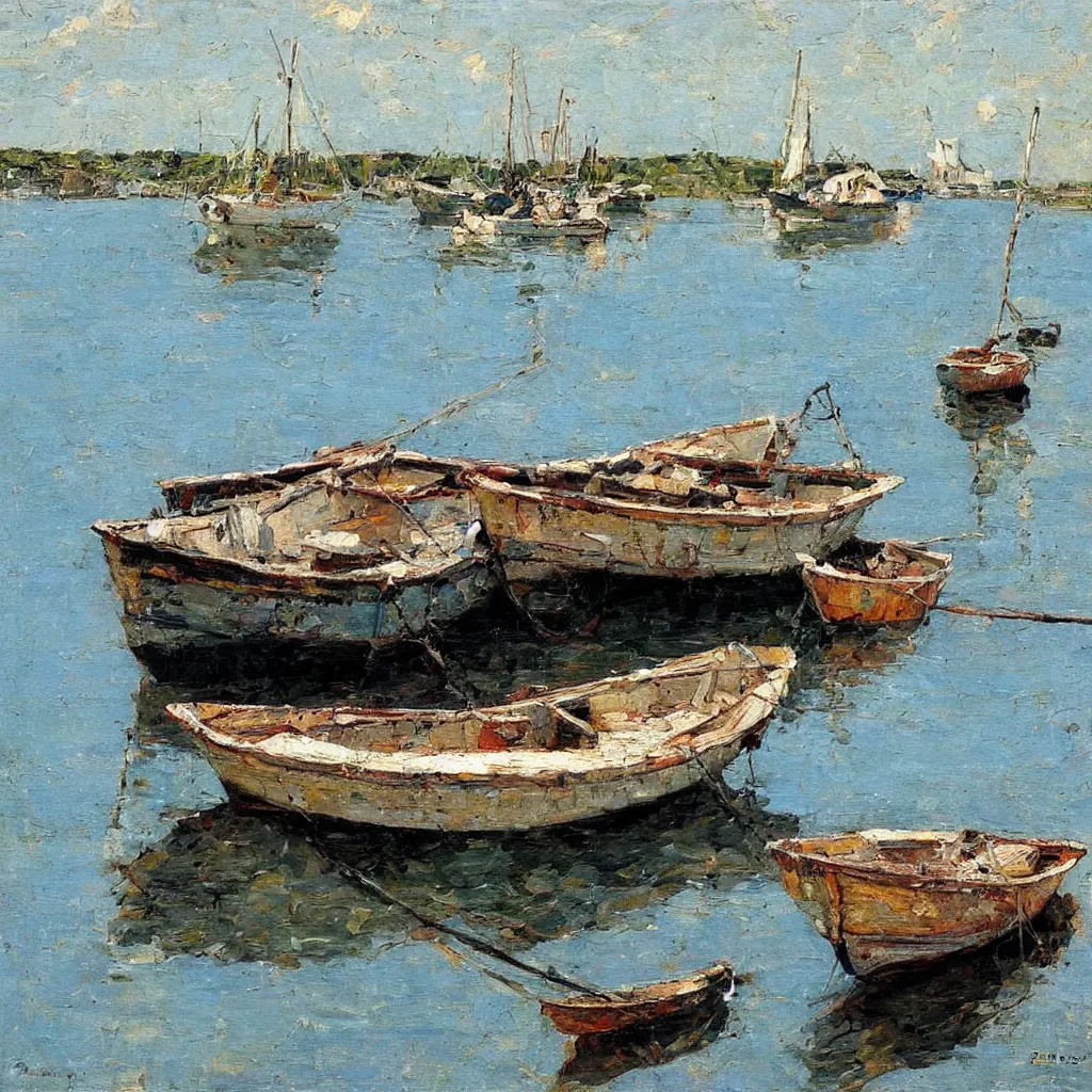 Image similar to boat, painting by denis sarazhin