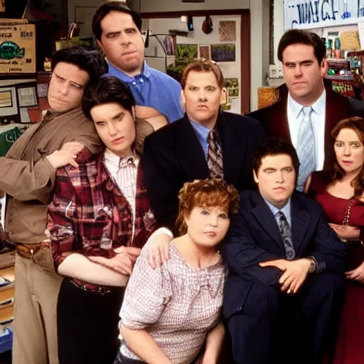 Image similar to the office cast on roseanne tv show, movie still