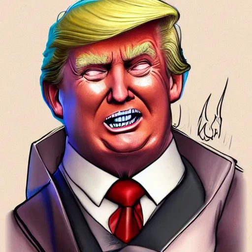 Image similar to donald trump as a fantasy monster, artstation, detailed