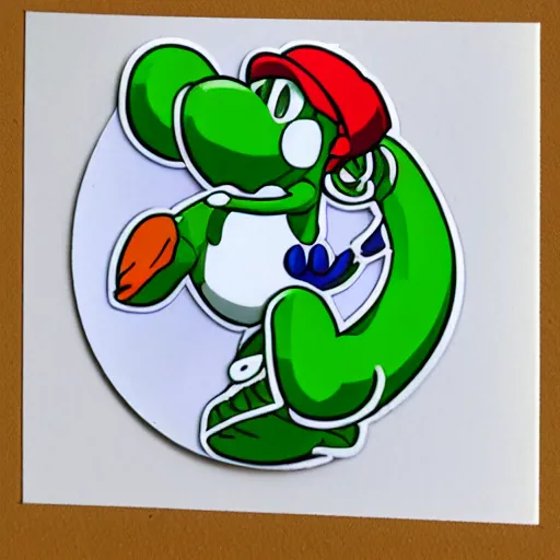 Image similar to symmetrical die cut sticker, yoshi from yoshi's island