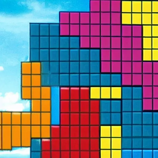 Prompt: a still from the live action Tetris movie