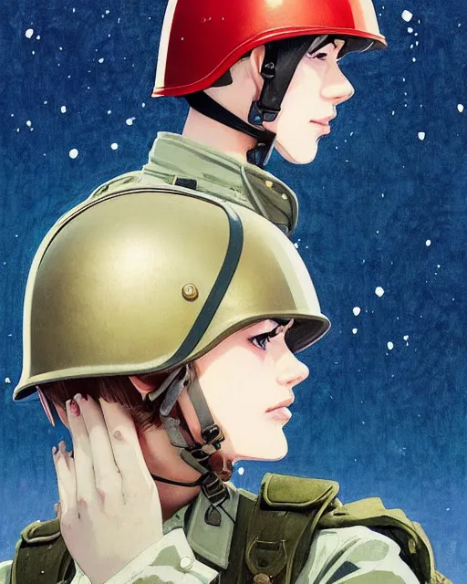 Image similar to ww 2 german soldier, snow, helmet | | very very anime!!!, fine - face, audrey plaza, realistic shaded perfect face, fine details. anime. realistic shaded lighting poster by ilya kuvshinov katsuhiro otomo ghost - in - the - shell, magali villeneuve, artgerm, jeremy lipkin and michael garmash and rob rey