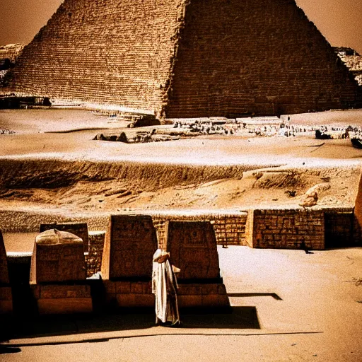 Image similar to photo of giant dragon flying around pyramids in Giza, 50mm, beautiful photo