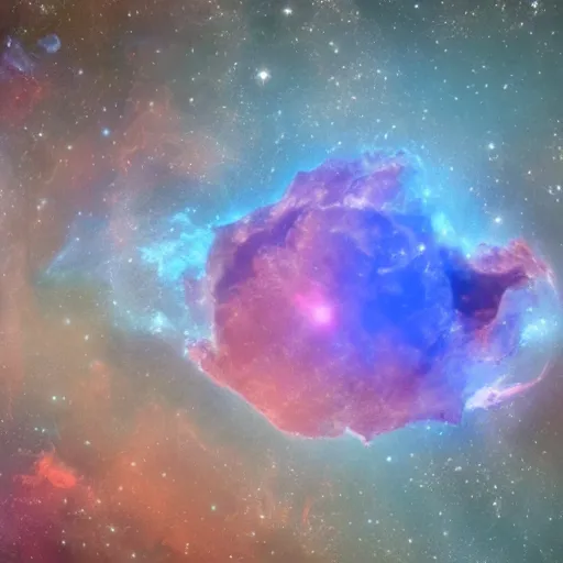 Prompt: space photography imaging of a nebula shaped like the poop emoji, funny, 8k rendering, volumetric light, astronomy
