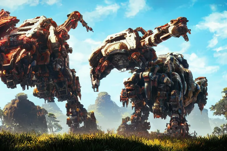 Image similar to shellsnapper machine mecha animal beast robot of horizon forbidden west horizon zero dawn bioluminiscence global illumination ray tracing hdr fanart arstation by sung choi and eric pfeiffer and gabriel garza and casper konefal