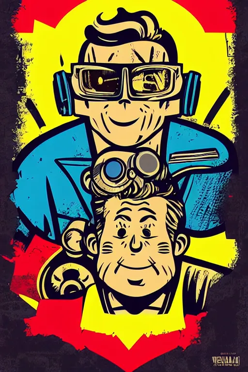 Image similar to fallout 7 6 retro futurist illustration art by butcher billy, sticker, colorful, illustration, highly detailed, simple, smooth and clean vector curves, no jagged lines, vector art, smooth andy warhol style