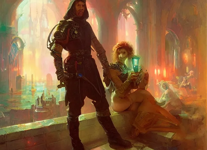 Prompt: medieval cyberpunk by vladimir volegov and alexander averin and delphin enjolras and daniel f. gerhartz