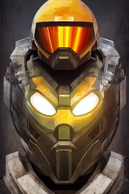 Image similar to robot ninja mask helmet halo master chief radiating a glowing aura global illumination ray tracing hdr fanart arstation by ian pesty and katarzyna da „ bek - chmiel