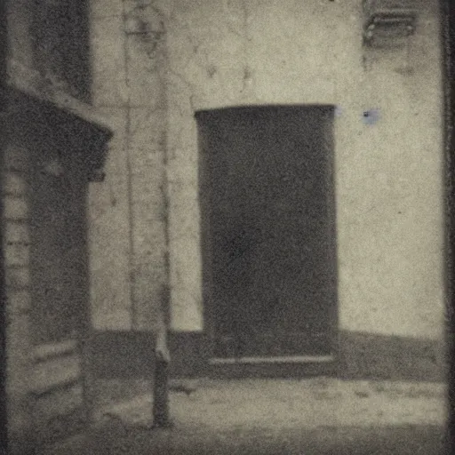 Image similar to street photograph from the 1700s, faded, blurry, first ever photograph