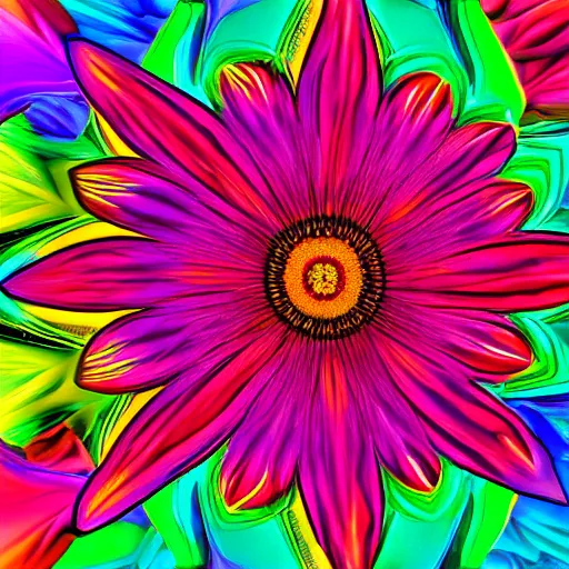 Prompt: abstract - flower - 8 k - vibrant - detailed and beautiful colors