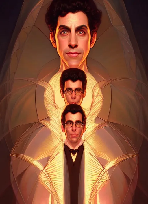 Image similar to symmetry!! portrait of seinfeld, glowing lights!! intricate, elegant, highly detailed, digital painting, artstation, concept art, smooth, sharp focus, illustration, art by artgerm and greg rutkowski and alphonse mucha