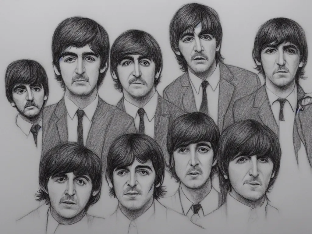 Image similar to the beatles pencil sketch,