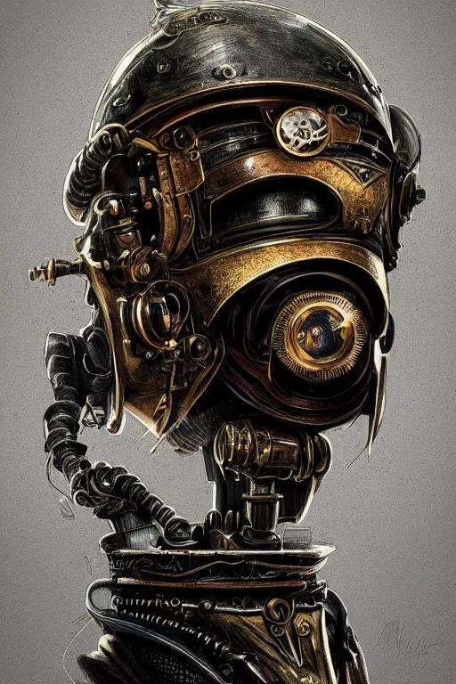 Image similar to steampunk helmet fantasy art mask robot ninja stylized digital illustration sharp focus, elegant intricate digital painting artstation concept art global illumination ray tracing advanced technology chaykin howard and campionpascale and cooke darwyn and davis jack