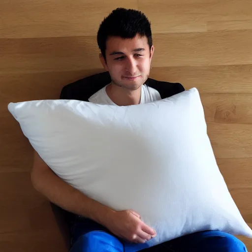 Image similar to photo of grogu holding a pillow, photorealistic, hd