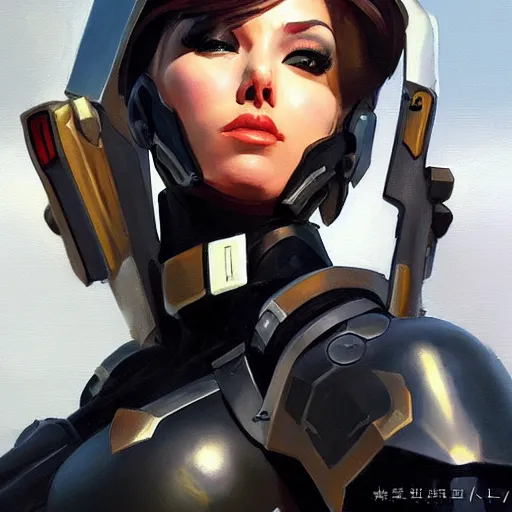 Image similar to greg manchess portrait painting of light armored black widow as overwatch character, medium shot, asymmetrical, profile picture, organic painting, sunny day, matte painting, bold shapes, hard edges, street art, trending on artstation, by huang guangjian and gil elvgren and sachin teng