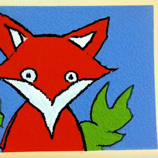 Image similar to a fox, poorly drawn using ms paint