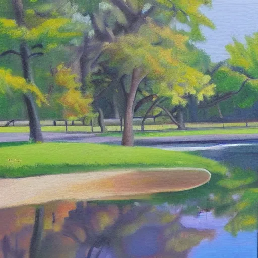 Prompt: beautiful oil painting of wiley park in galva illinois by olaf krans