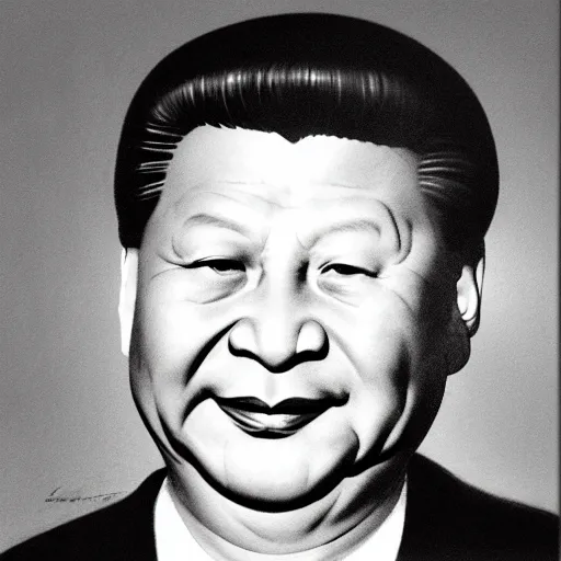 Prompt: closeup portrait of xi jinping by frank frazetta, head facing directly front on