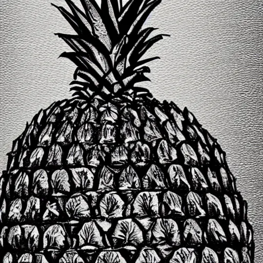 Image similar to Digital drawing of a king sitting on a throne made of pineapples