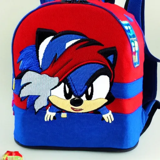 Image similar to a backpack embroidery Barack Obama sonic the hedgehog super Mario