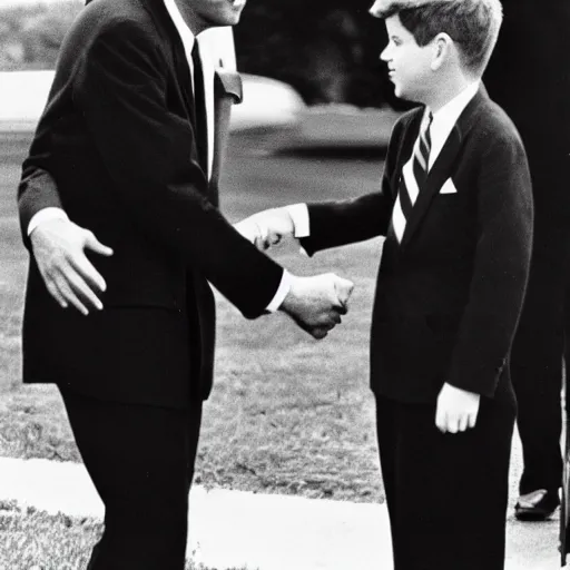 Image similar to john f kennedy shaking hands with et, photograph